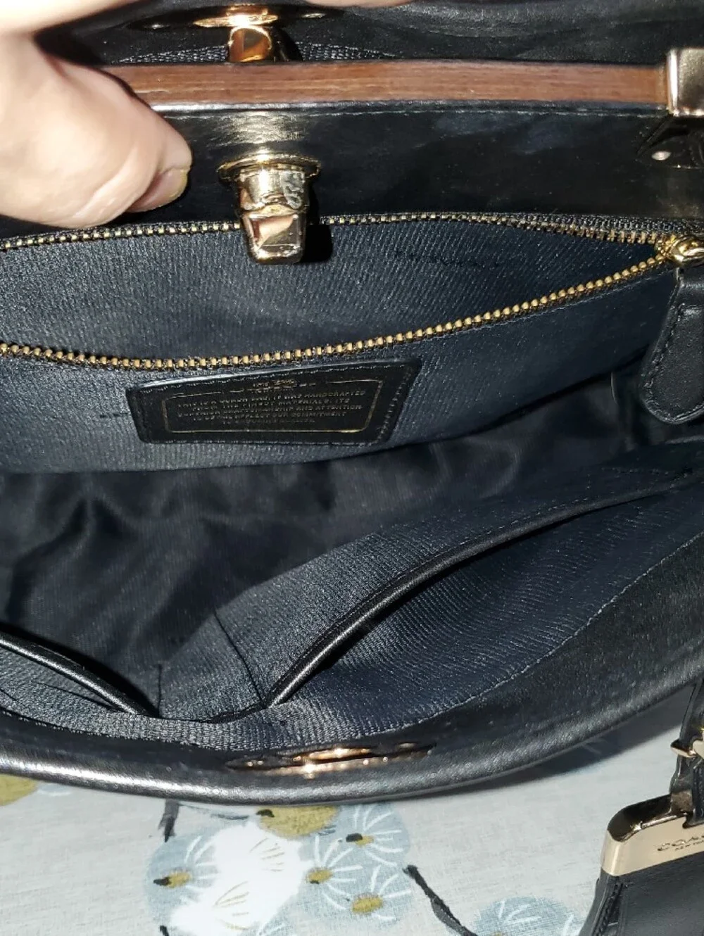 COACH Gramercy Black Leather Satchel Bag